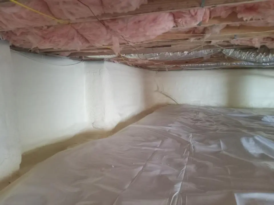 Crawl space encapsulation with closed-cell spray foam for Flat Roof Repair in Clinton